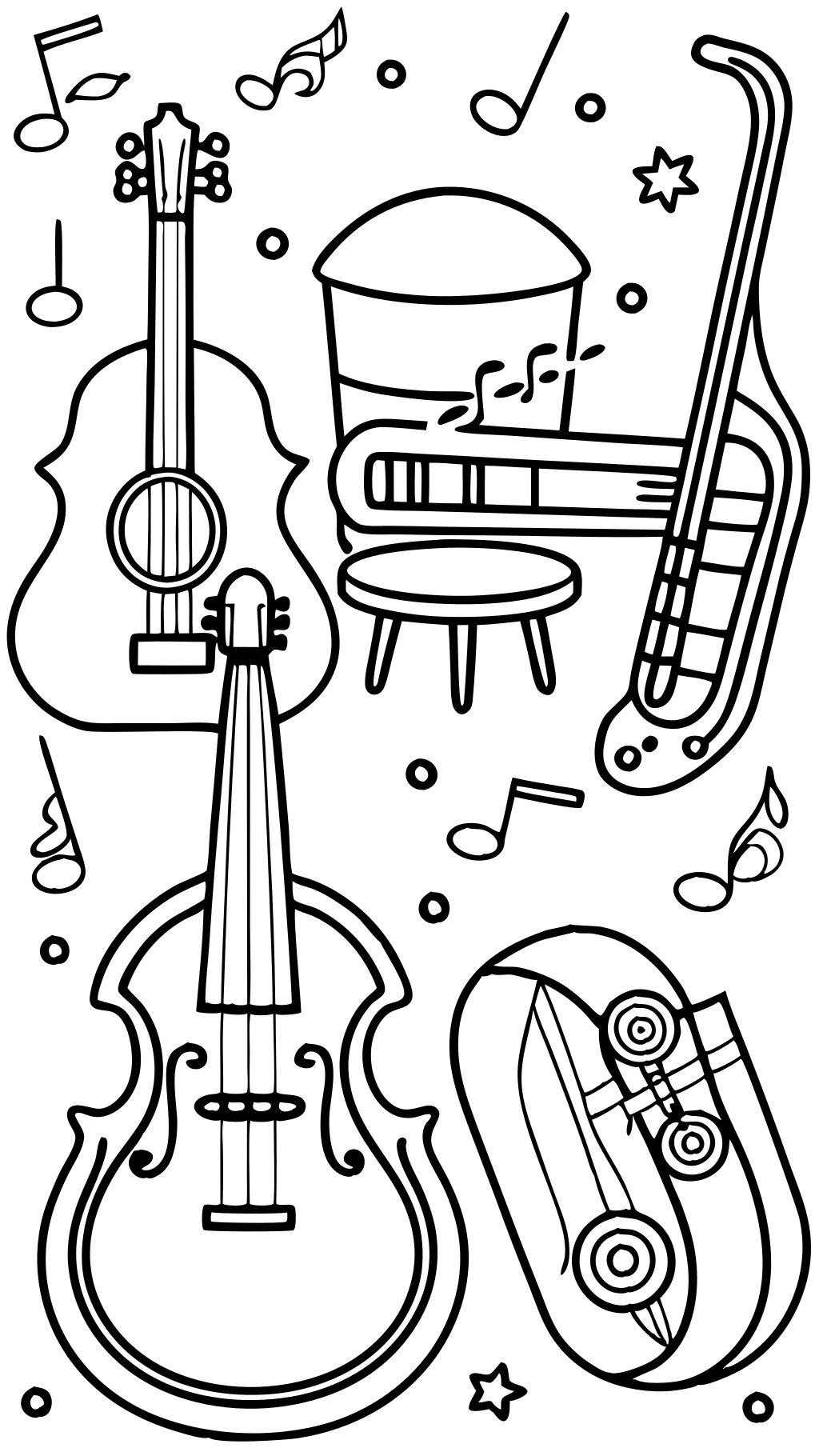 musical instruments coloring page